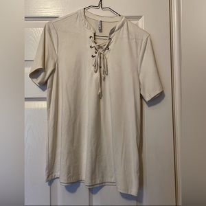 Z Supply Polyester Shirt in Cream Size Medium